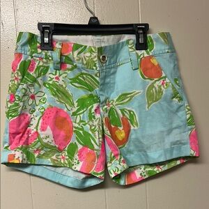 Lilly Pulitzer Pink and Green Bermuda Shorts Vibrant Tropical Print